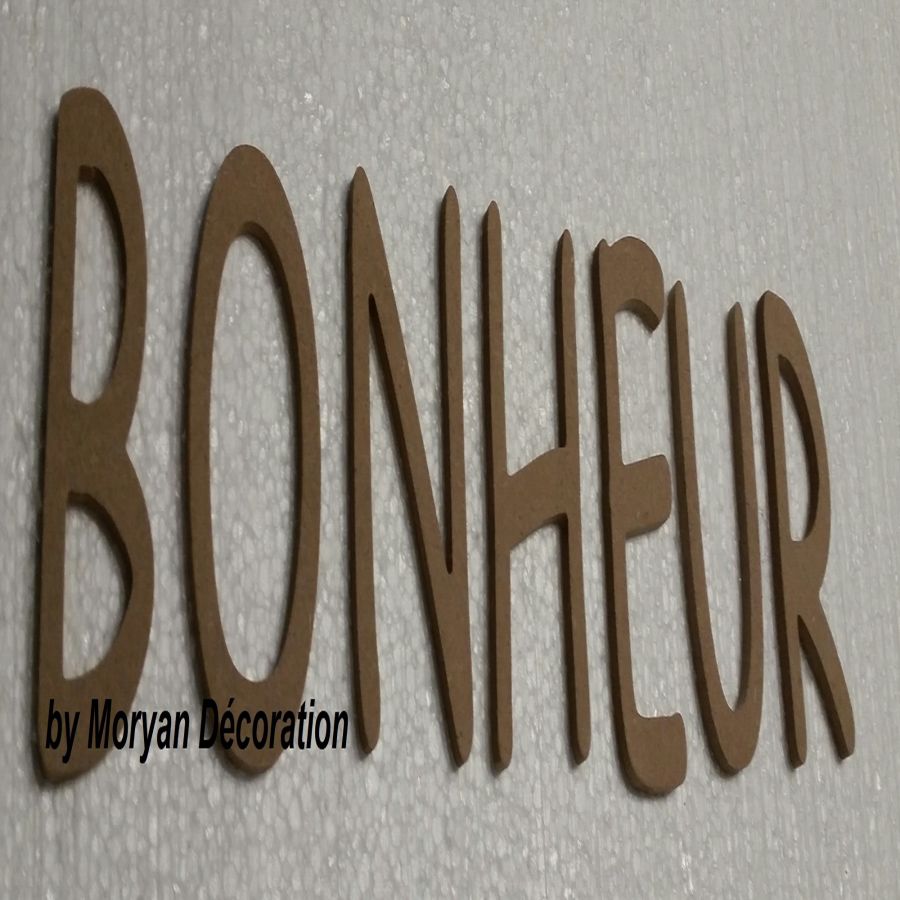 Lettre en bois decorative BONHEUR