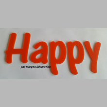 Lettre deco Happy en plexi , hauteur 20 cm